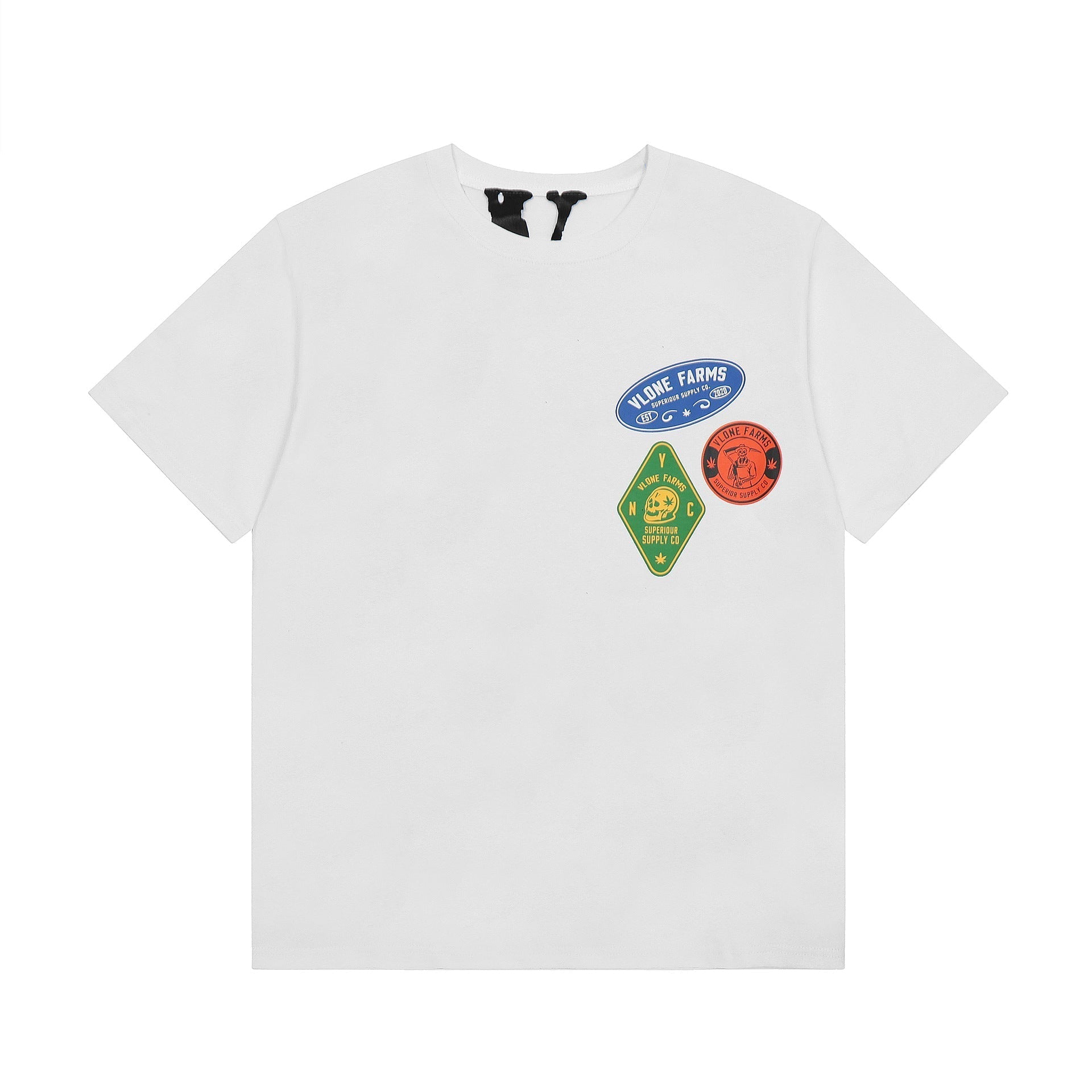 Vlone T Shirt Spring/Summer Pattern Crew Neck Short Sleeve