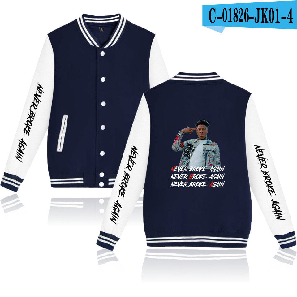 Never Broke Again Hoodie Casual Men'S And Women'S Long Sleeves Baseball Uniform