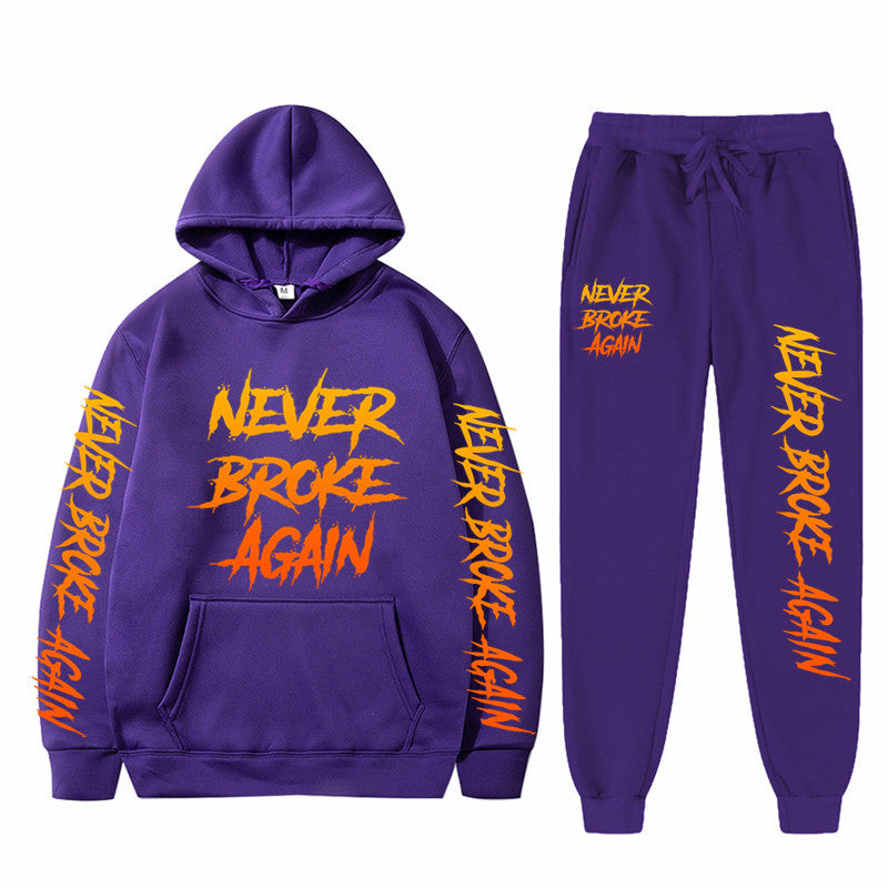 Never Broke Again Hoodie Casual Hooded Sweatshirt Casual Sports Pants