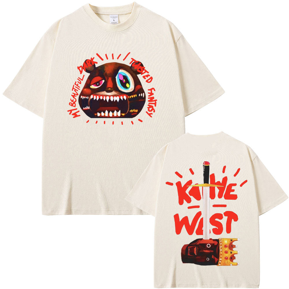 Rapper Kanye West Graduation Bear Double Sided Print T Shirt
