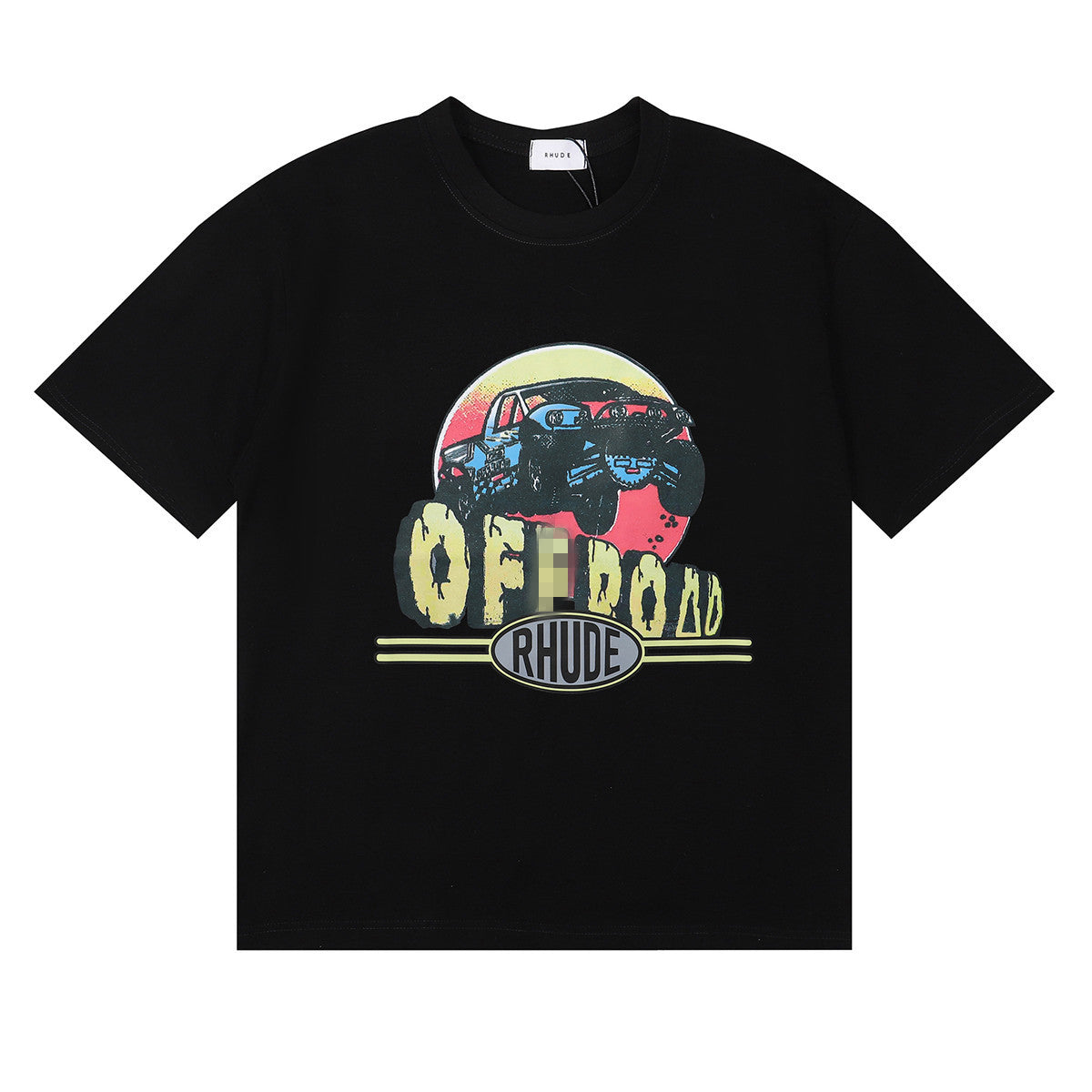 Rhude T Shirt Alphabet Coconut Racing Pattern Short Sleeve T-Shirt