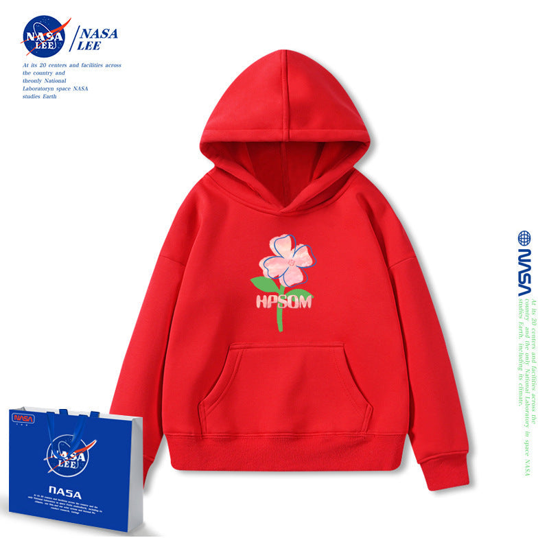 NASA Children Hoodie NASA Women's Sweater Hooded Casual Loose Fleece-Lined