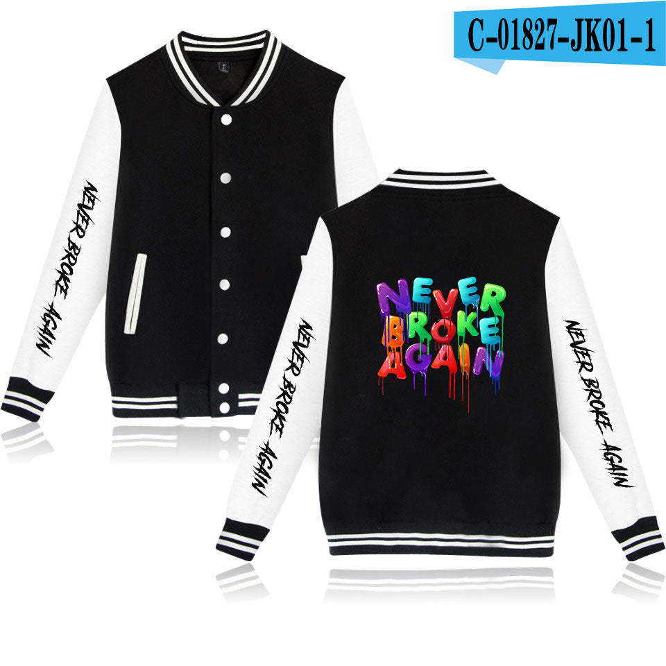 Never Broke Again Hoodie Casual Men'S And Women'S Long Sleeves Baseball Uniform
