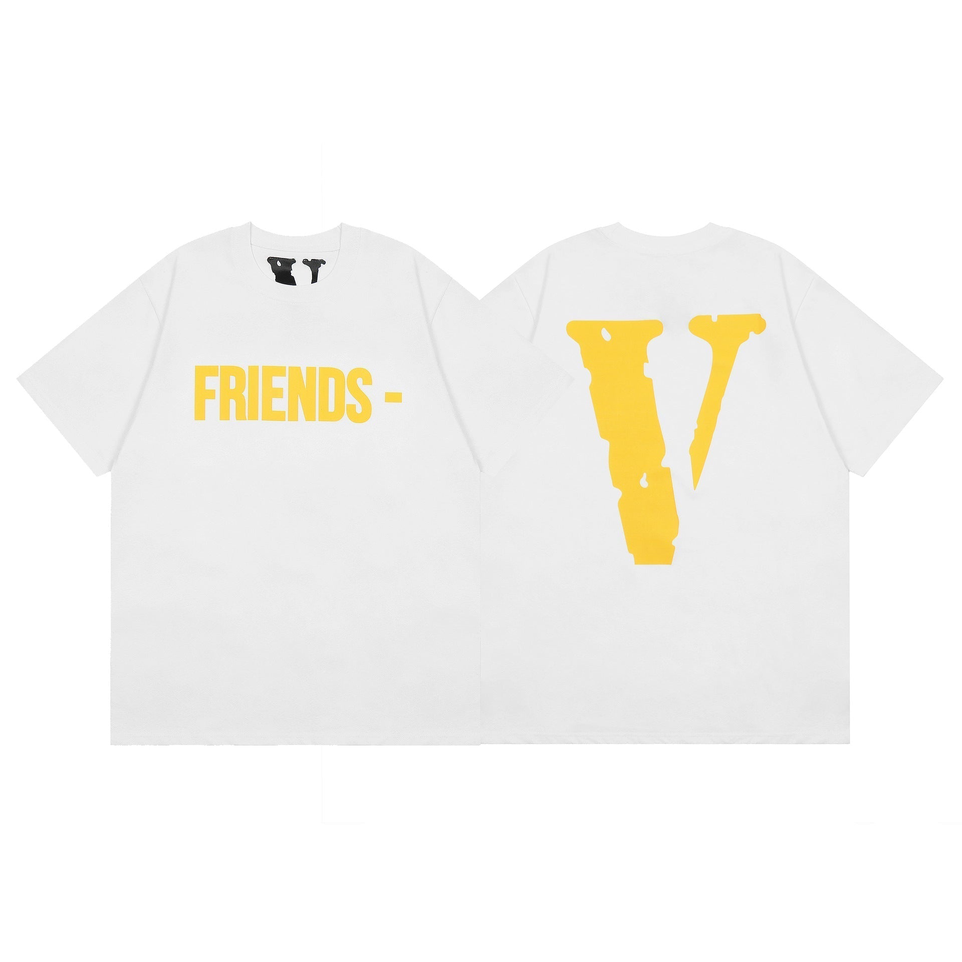 Vlone T Shirt Spring Summer Yellow Big V Crew Neck Pullover