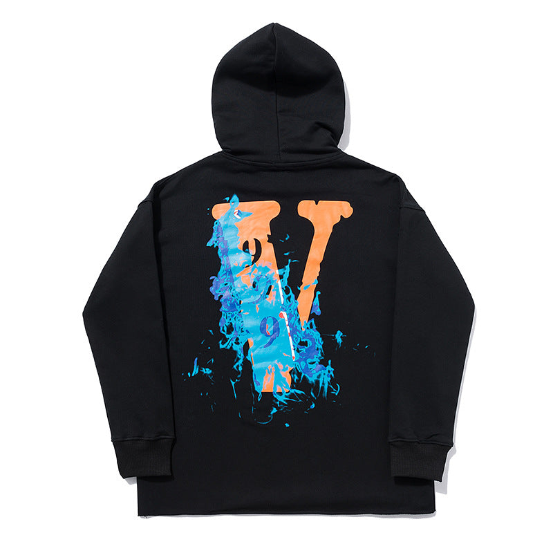 Vlone Hoodie V-Neck Print Hoodie Men And Women Pullover Sweater Coat