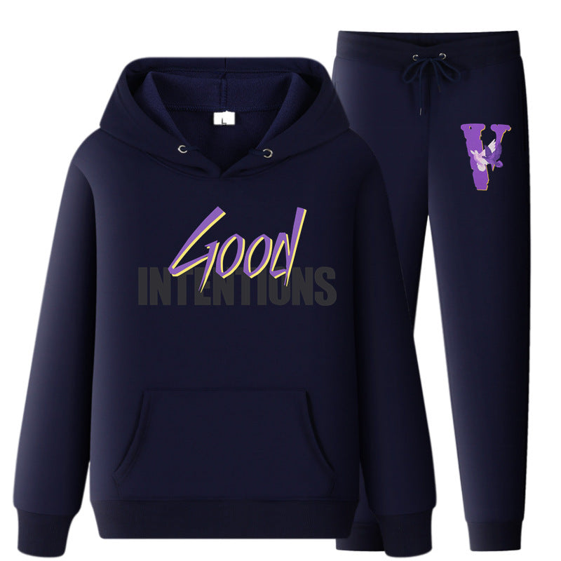 Vlone Hoodie & Pants 2 Piece Set Hooded Sweater Men And Women Loose