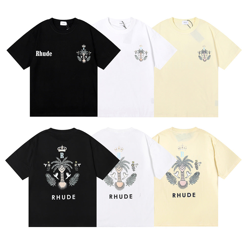 Rhude T Shirt Micro Standard Island Coconut Tree Print Short Sleeve T-Shirt