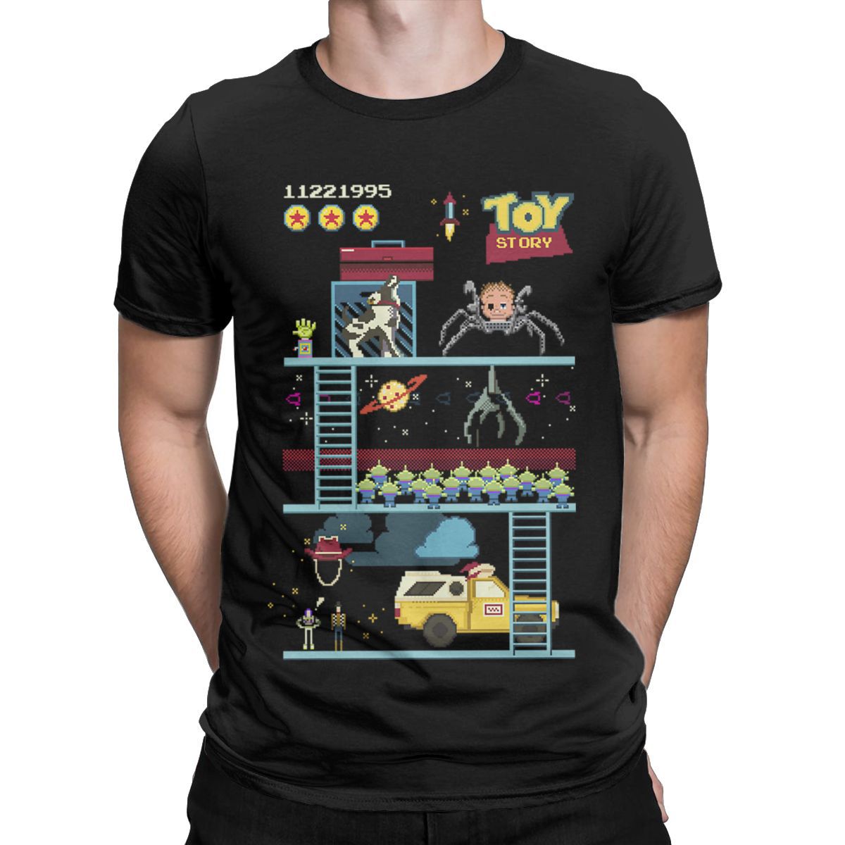 Toy Story T Shirts Men Cotton Casual T-Shirt Round Neck