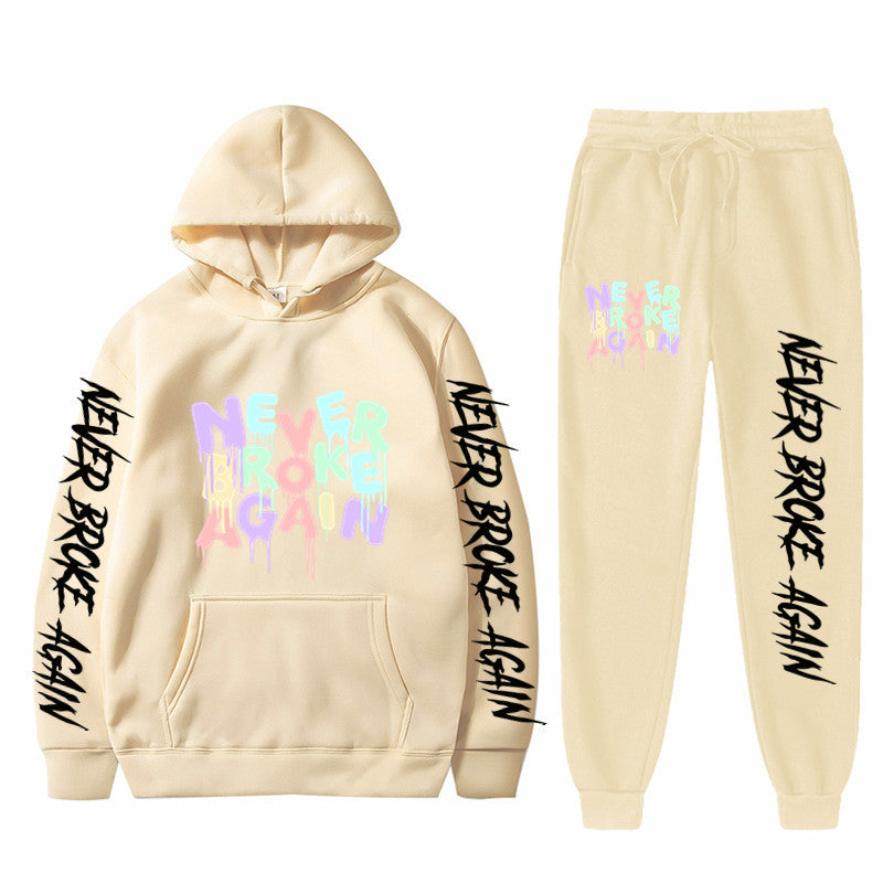Never Broke Again Hoodie Casual Hooded Sweatshirt Casual Sports Pants