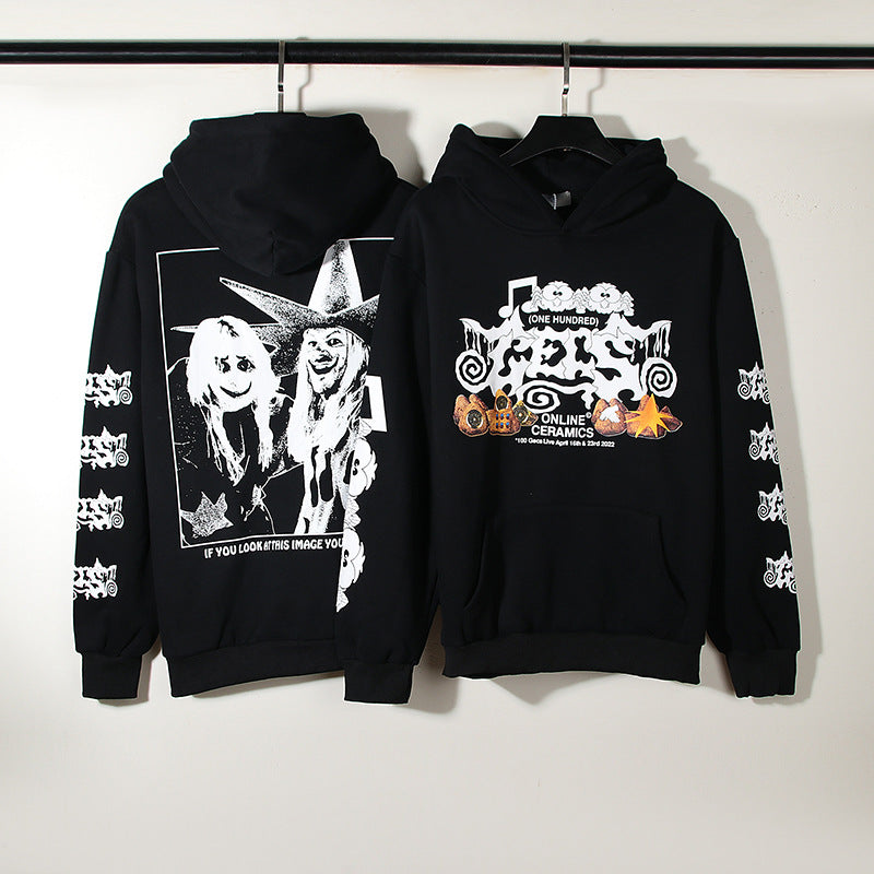 Kanye West Sunday Service Hoodie Ts Cartoon Pattern Rolling Loud Fleece Hoodie