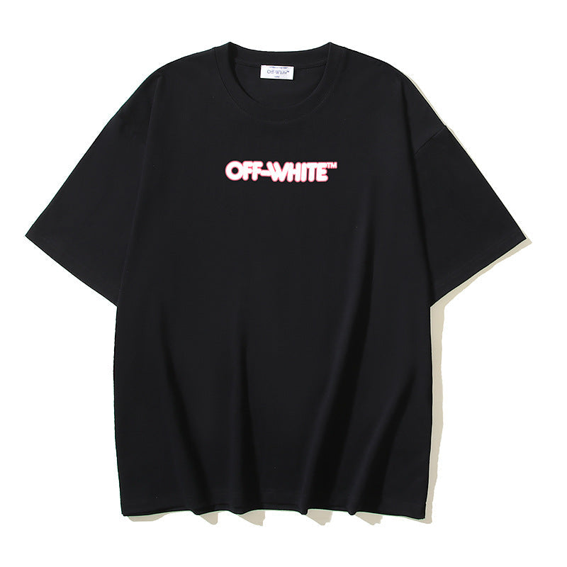 Off White T Shirts OW Red Edge Letter Pattern Crew Neck Pullover Short Sleeves