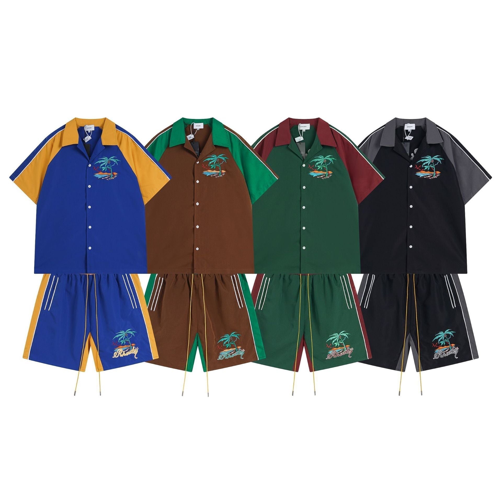 Rhude T Shirt Coconut Alphabet Beach Embroidery Short Sleeve Shirt Shorts