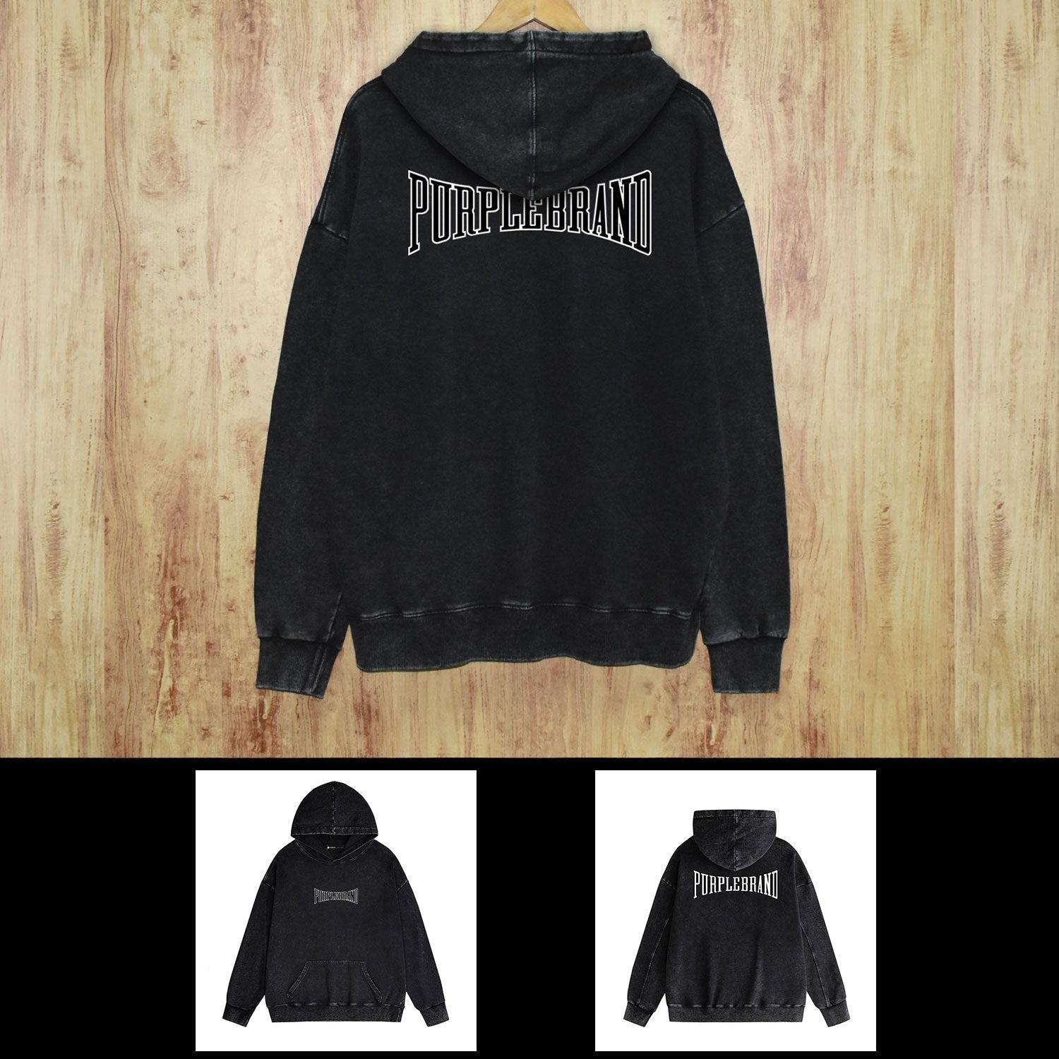 Purple Brand Distressed Hoodie Fashion Old Loose Hooded Sweater