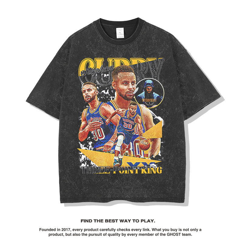 Nba T Shirt Curry Printed Short-Sleeved T-shirt European and American Fashion Brand Top