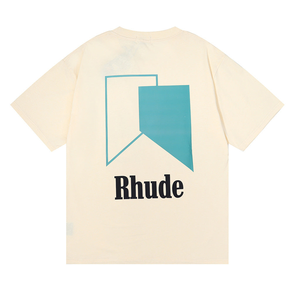 Rhude T Shirt Micro Standard Geometric Square Color Matching Printed Short Sleeve T-Shirt