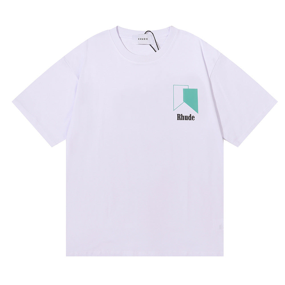 Rhude T Shirt Micro Standard Geometric Square Color Matching Printed Short Sleeve T-Shirt