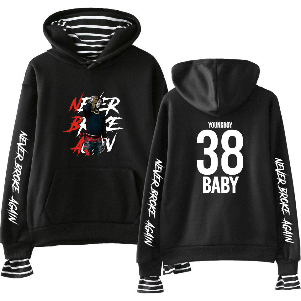 Never Broke Again Hoodie All-Match False Two-Piece Sweaters