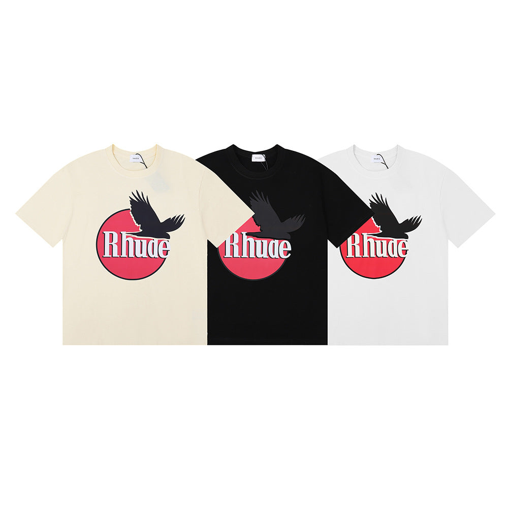 Rhude T Shirt Black Dove Letter Print Short Sleeve T-Shirt
