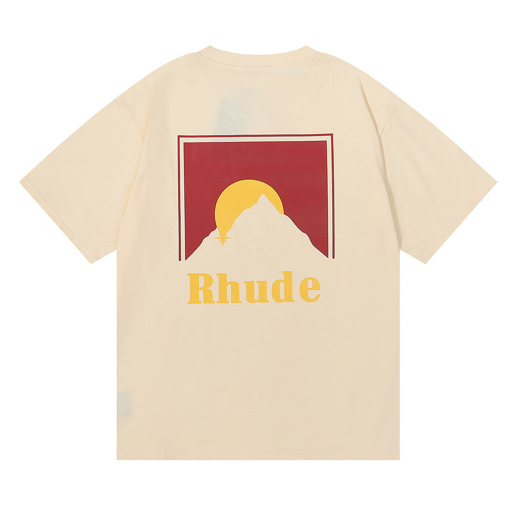 Rhude T Shirt Sunset Design Sense Printed Short Sleeve T-Shirt