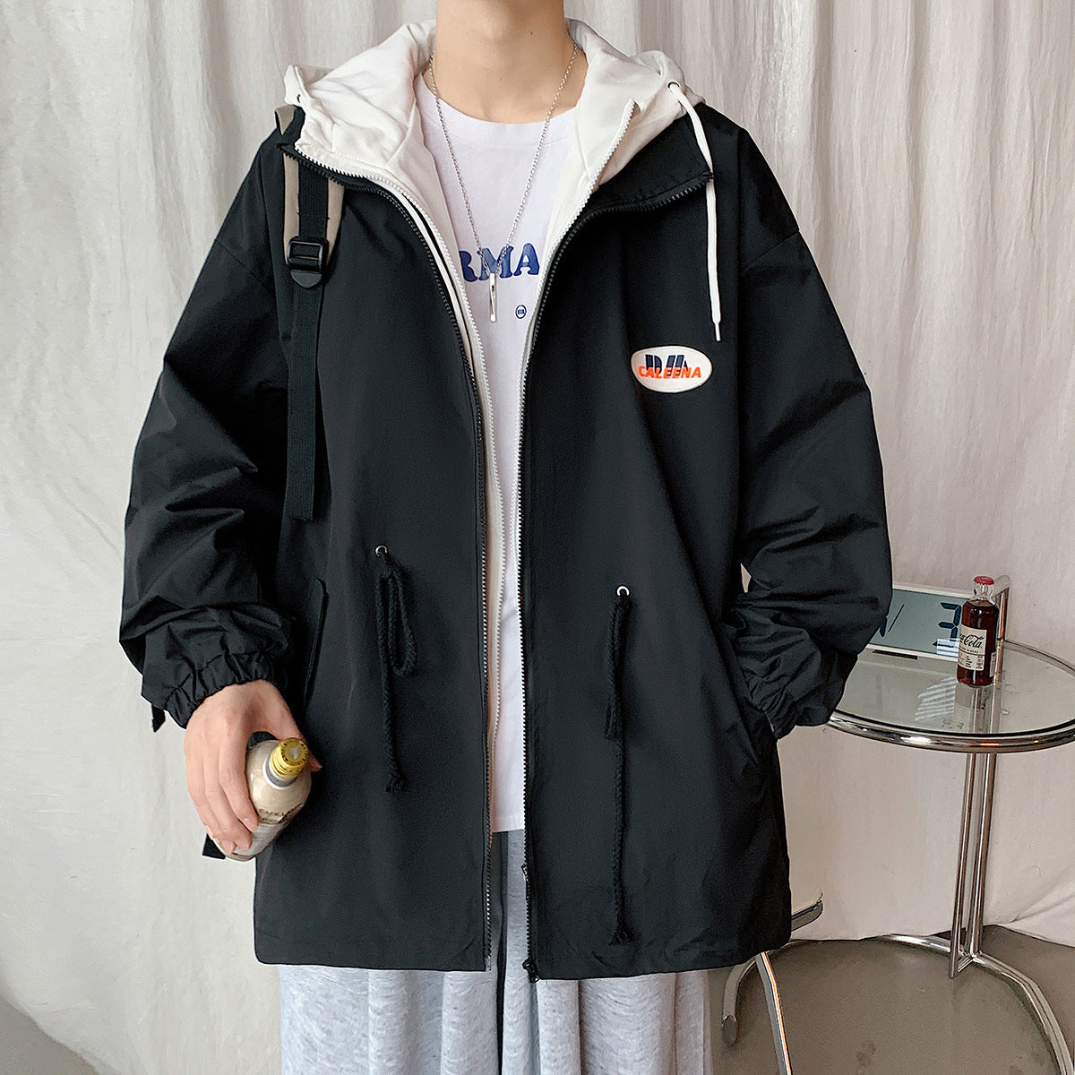 MEN'S Hoodie Fake Two-Piece Mid-Length