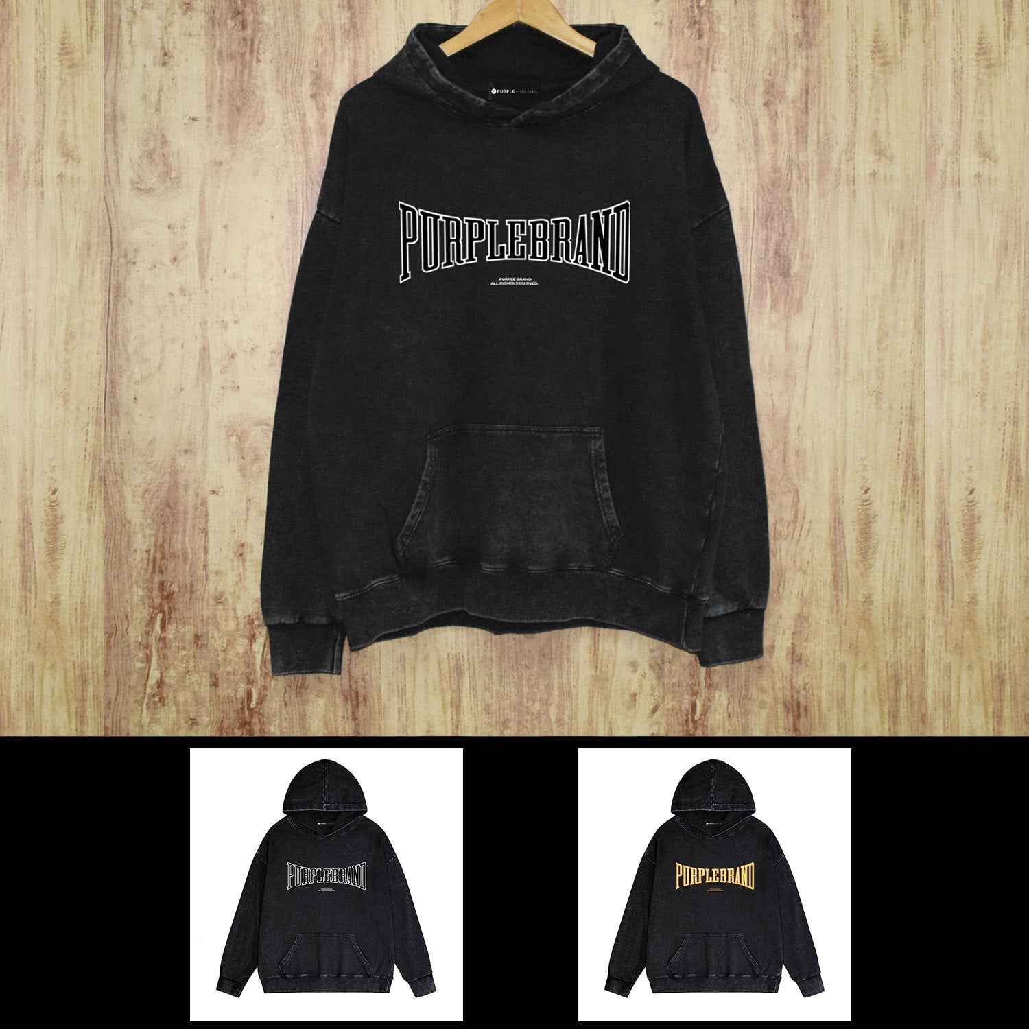 Purple Brand Distressed Hoodie Fashion Old Loose Hooded Sweater
