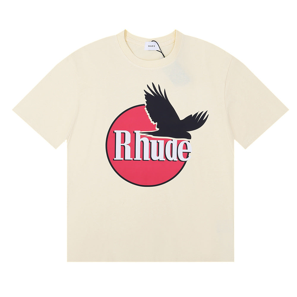 Rhude T Shirt Black Dove Letter Print Short Sleeve T-Shirt