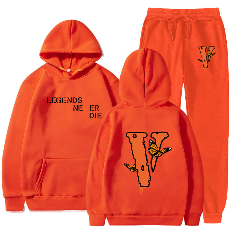 Vlone Hoodie & Pants 2 Piece Set Men'S Printed Hoodie Autumn Winter Sweater