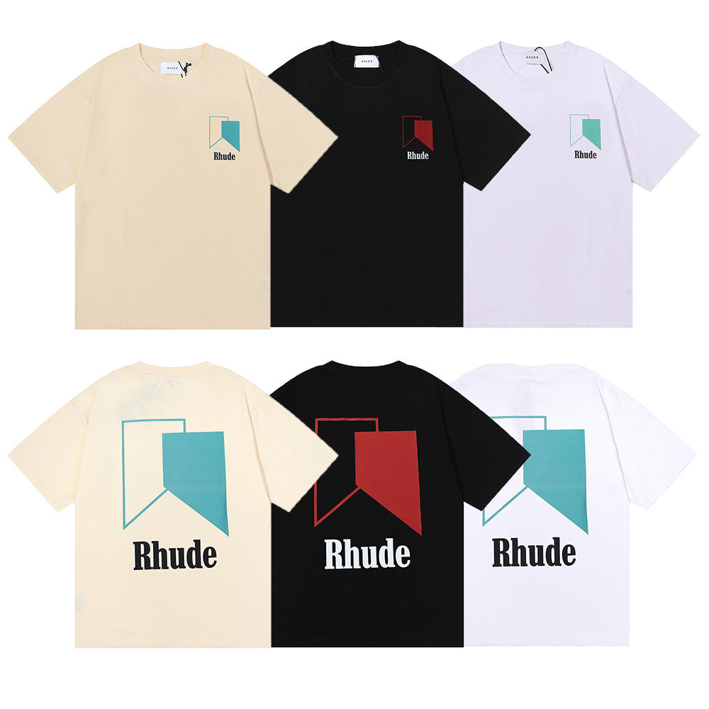 Rhude T Shirt Micro Standard Geometric Square Color Matching Printed Short Sleeve T-Shirt