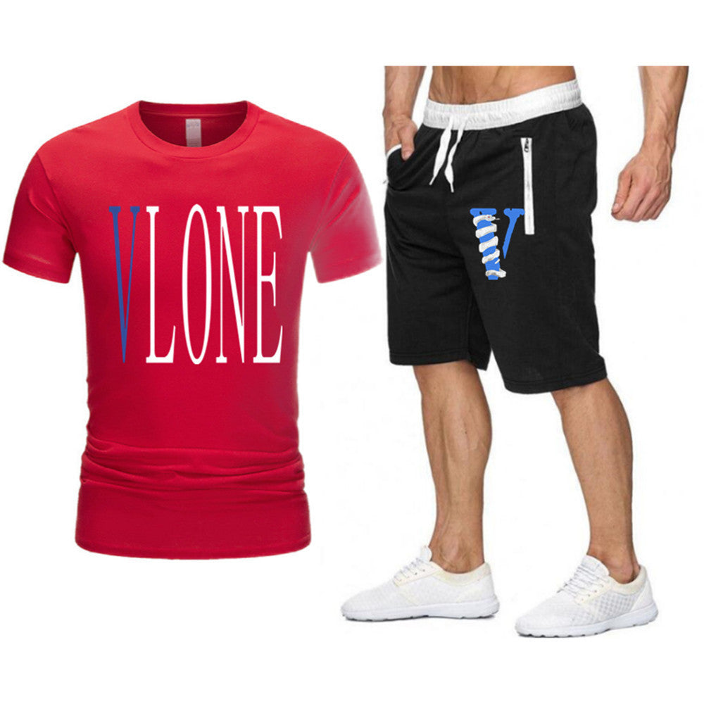 Vlone T Shirts & Shorts 2 Piece Set Letter Printing Summer Menswear Casual