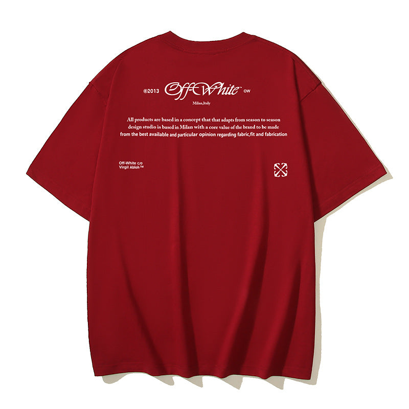 Off White T Shirts OW Vintage Oil Painting Portrait Crew Neck Pullover Short Sleeves