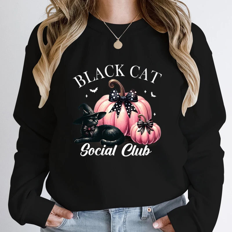 Women Fashion Creative Halloween Pumpkin Black Hoodies