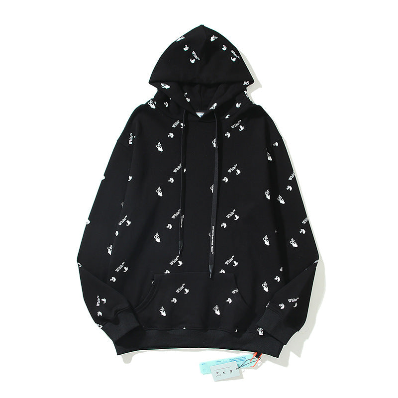 off White Hoodie Autumn and Winter Printed Hoodie Sweater Loose Men's and Women's Coat