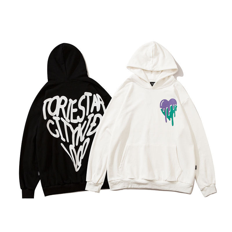 Man Fall Outfits Foam Love Printed Hoodie Autumn Winter Couple Men and Women