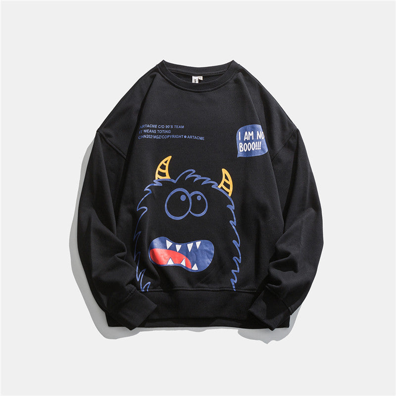 Man Fall Outfis Autumn Printed Casual Base Hoodie Couple Loose Casual Top