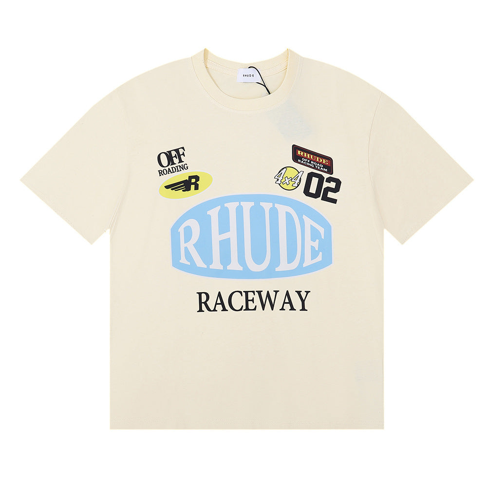 Rhude T Shirt Racing Track Letter Print Short Sleeve T-Shirt