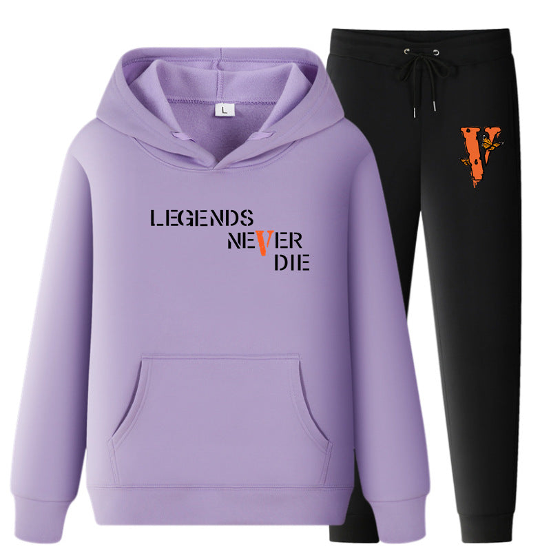 Vlone Hoodie & Pants 2 Piece Set Printing Sweatshirt And Sweatpants Fall Winter Hooded