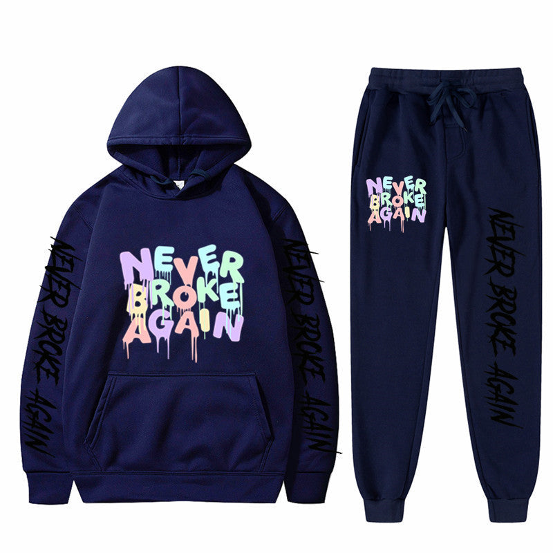 Never Broke Again Hoodie Casual Hooded Sweatshirt Casual Sports Pants