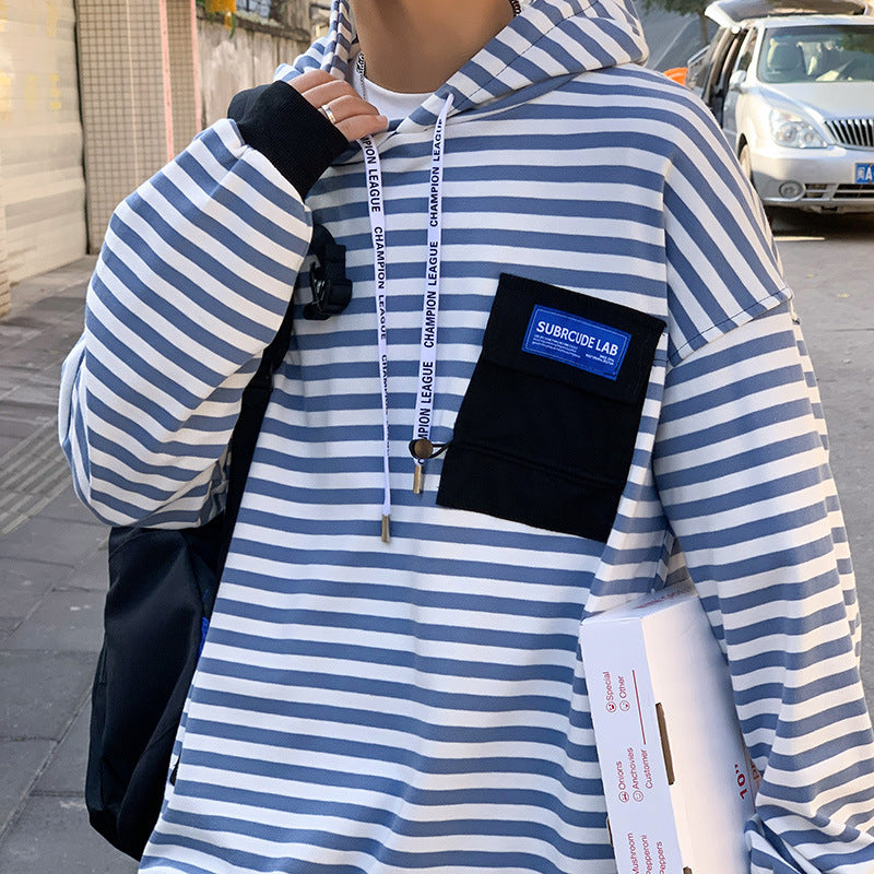 MEN'S Hoodie Loose Stripes