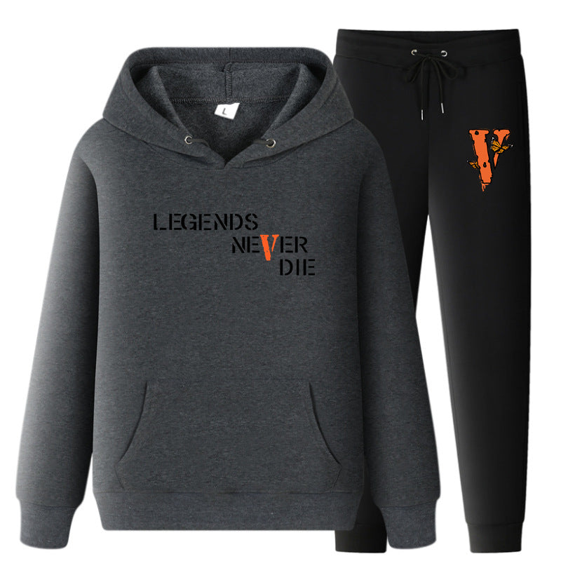 Vlone Hoodie & Pants 2 Piece Set Printing Sweatshirt And Sweatpants Fall Winter Hooded