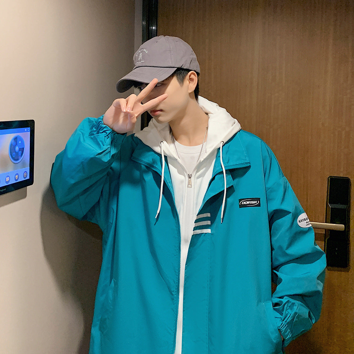 MEN'S Hoodie False Two-Piece Jackets Loose