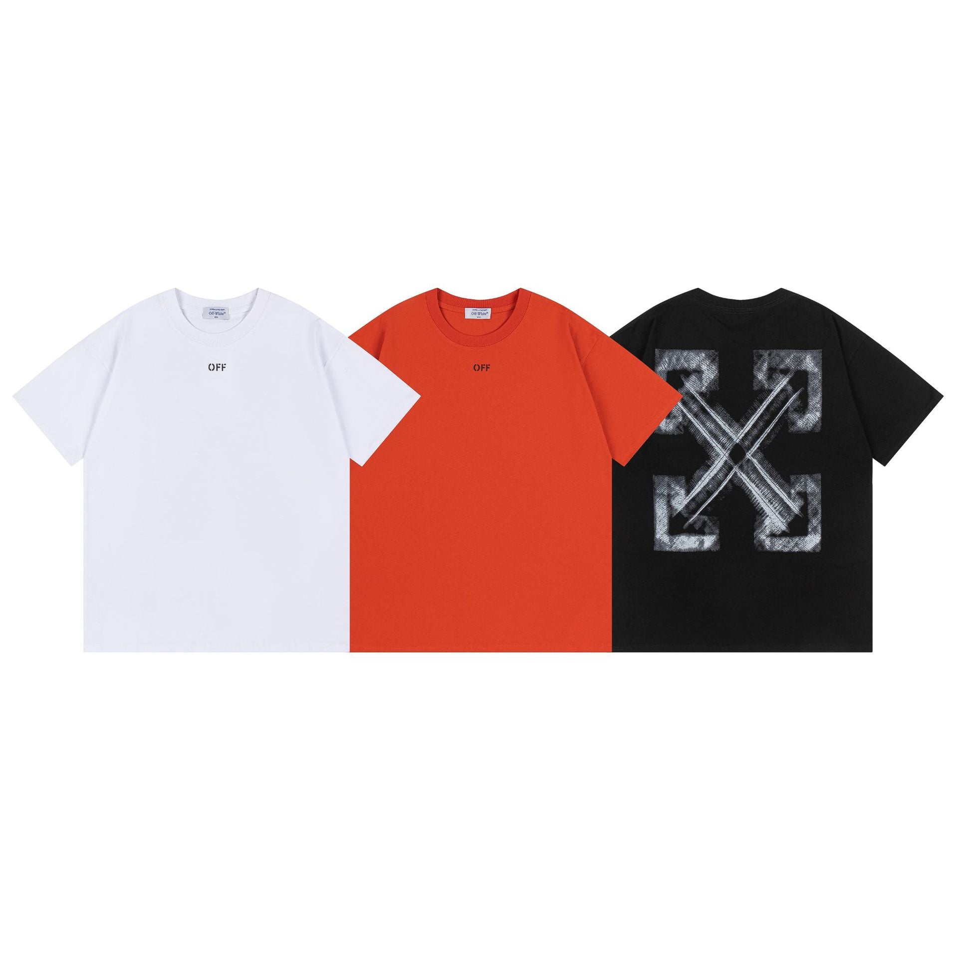 Off White T Shirts OW Rendered Arrow Pattern Crew Neck Pullover Short Sleeves