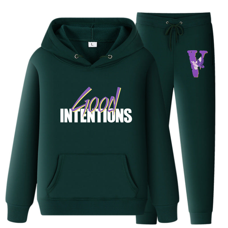 Vlone Hoodie & Pants 2 Piece Set Hooded Sweater Men And Women Loose
