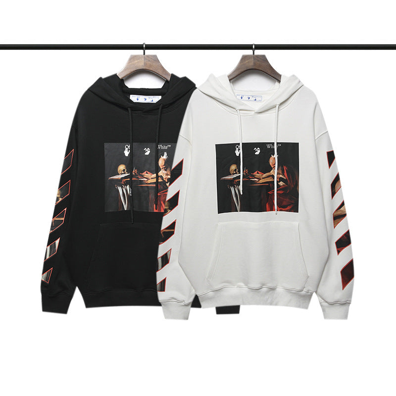 off White Hoodie Autumn and Winter Printed Long-Sleeved Hooded Sweater Men's and Women's Bottoming Shirt