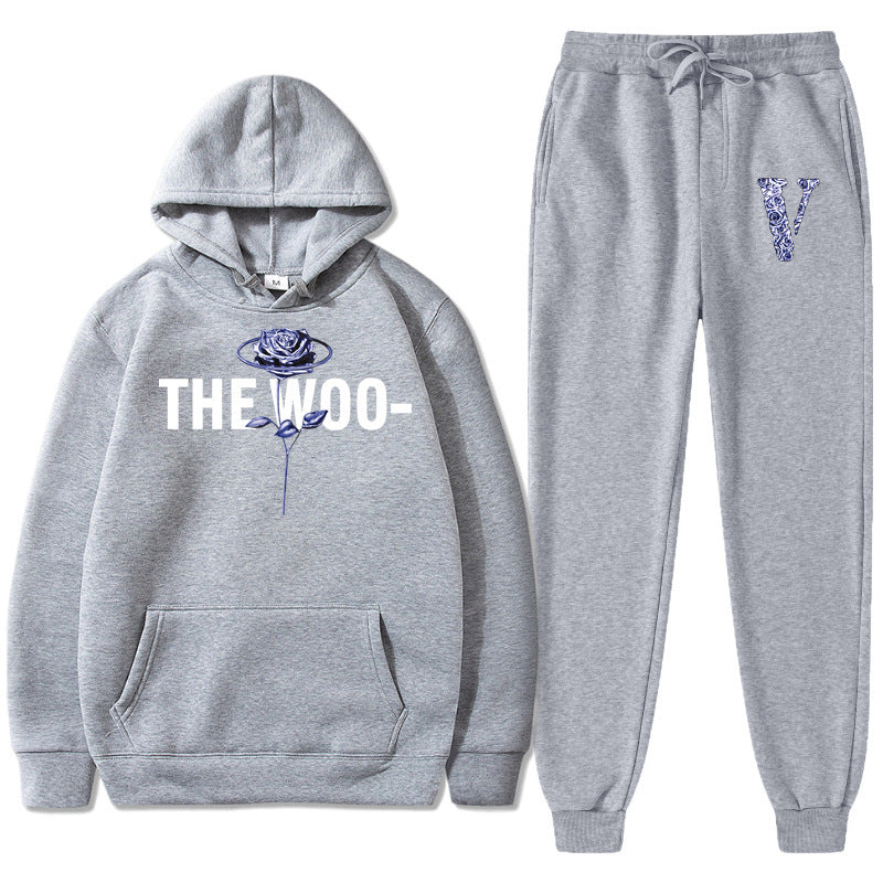 Vlone Hoodie & Pants 2 Piece Printed Men'S And Women'S Loose Hooded Sweater