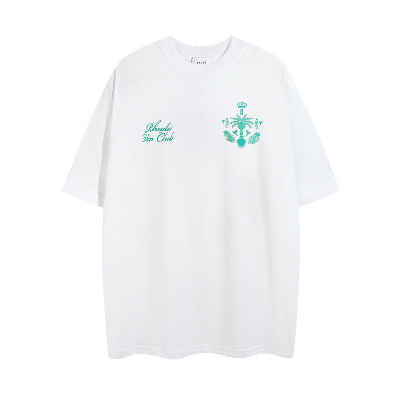 Rhude T Shirt Micro Label Letter Coconut Pattern Short Sleeve T-Shirt