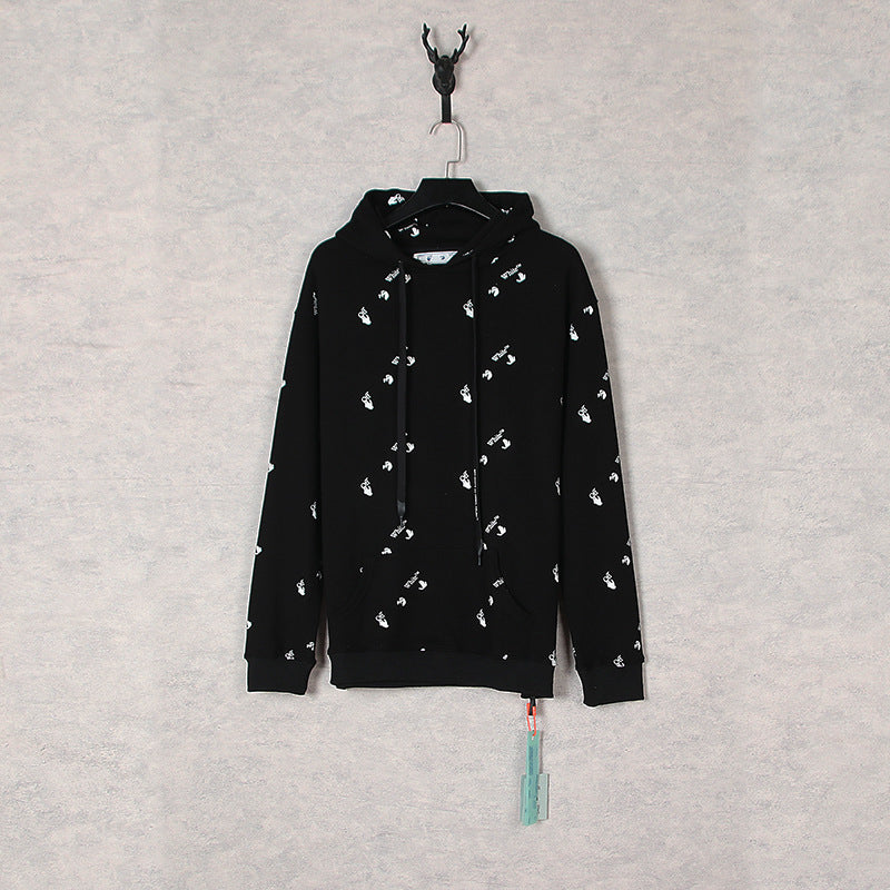 off White Hoodie Autumn and Winter Printed Hoodie Sweater Loose Men's and Women's Coat
