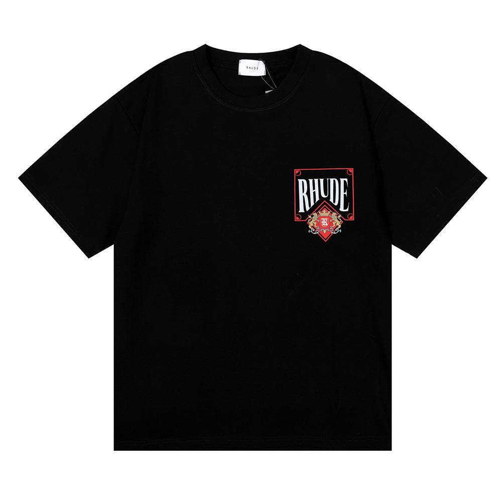 Rhude T Shirt Micro Label Letter Card Print Short Sleeve T-Shirt