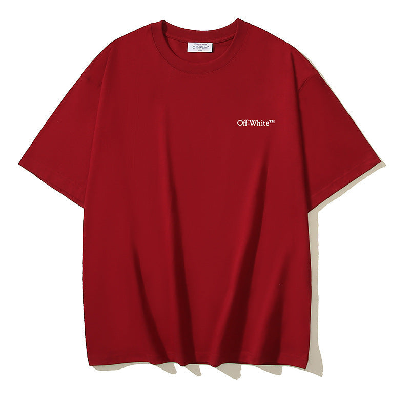 Off White T Shirts OW Bath Character Pattern Crew Neck Pullover Short Sleeves