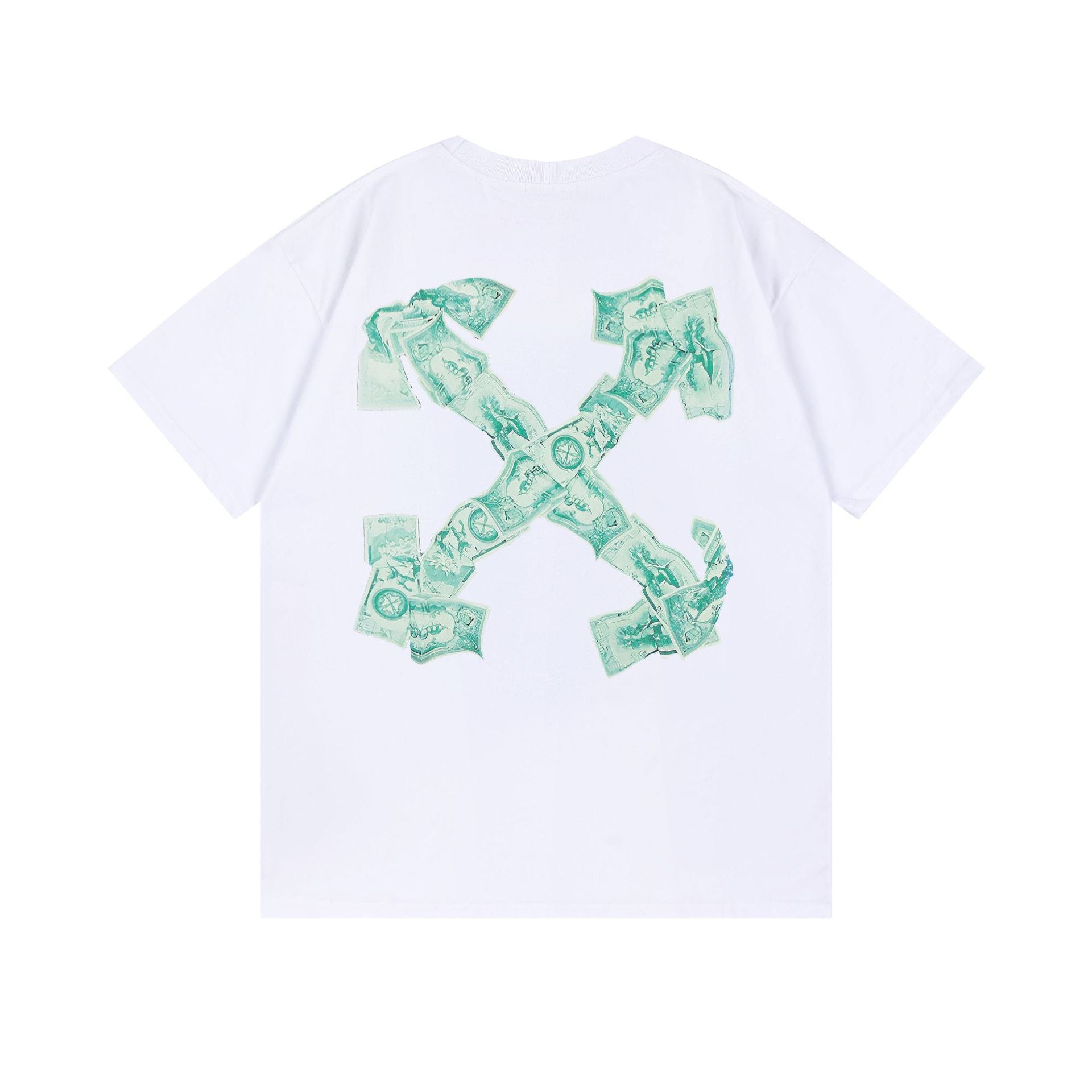 Off White T Shirts OW Money Arrow Pattern Crew Neck Pullover Short Sleeves