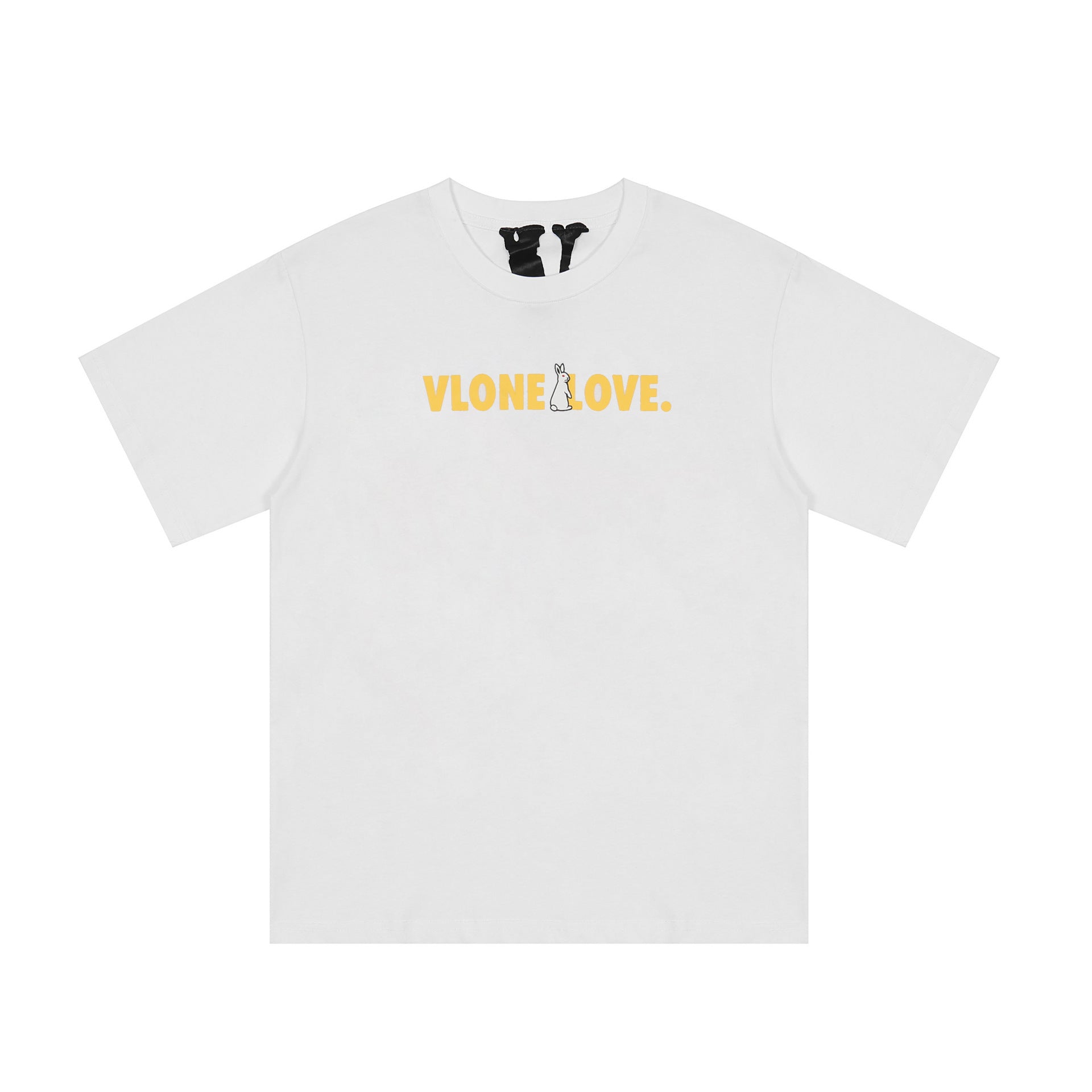 Vlone T Shirt Summer Yellow Big V Rabbit Print Hip Hop Men And Women Casual Short Sleeve T-Shirt
